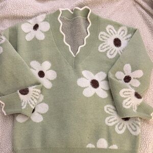 Floral Green Sweater
